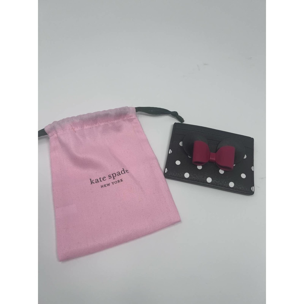 Kate Spade X Disney Minnie Mouse‎ Card Holder Black Leather Wallet